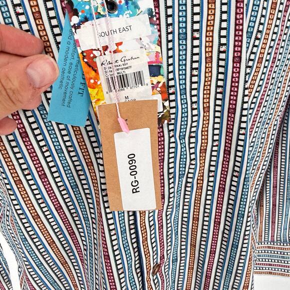 Robert Graham Woven Button Front Long Sleeve Shirt Final Edit Movie Film Print M - Picture 8 of 10